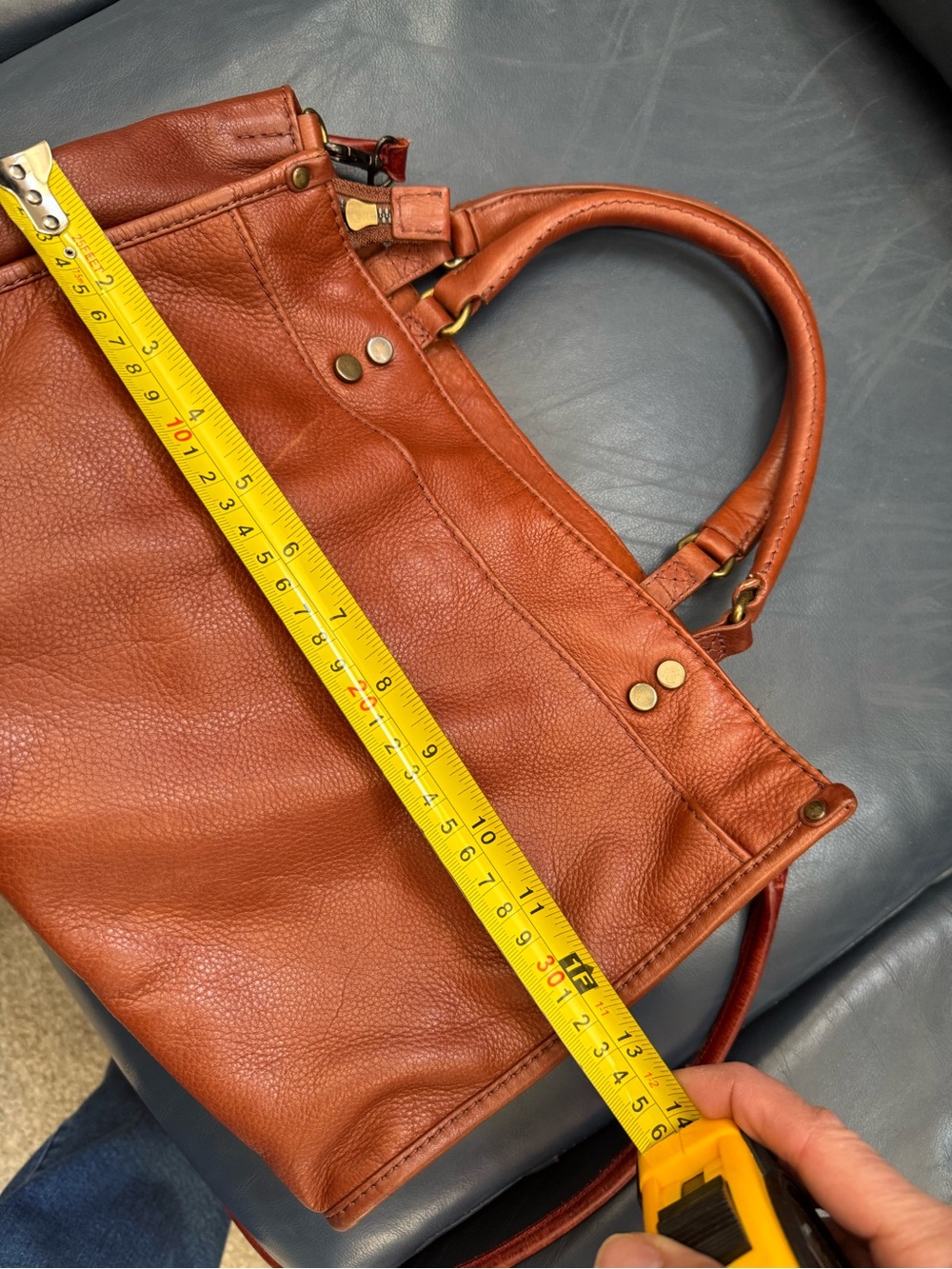 American Leather Co. Lenox Triple Entry Satchel – Soft Brandy Leather - Picture 7 of 8
